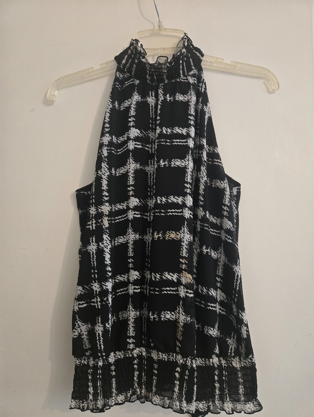 Alfani Women’s Black & White Plaid Sleeveless Halter Top